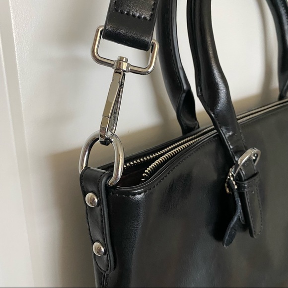 NWOT Heshe Leather Handbag/Tote/Purse BLACK - Picture 5 of 10